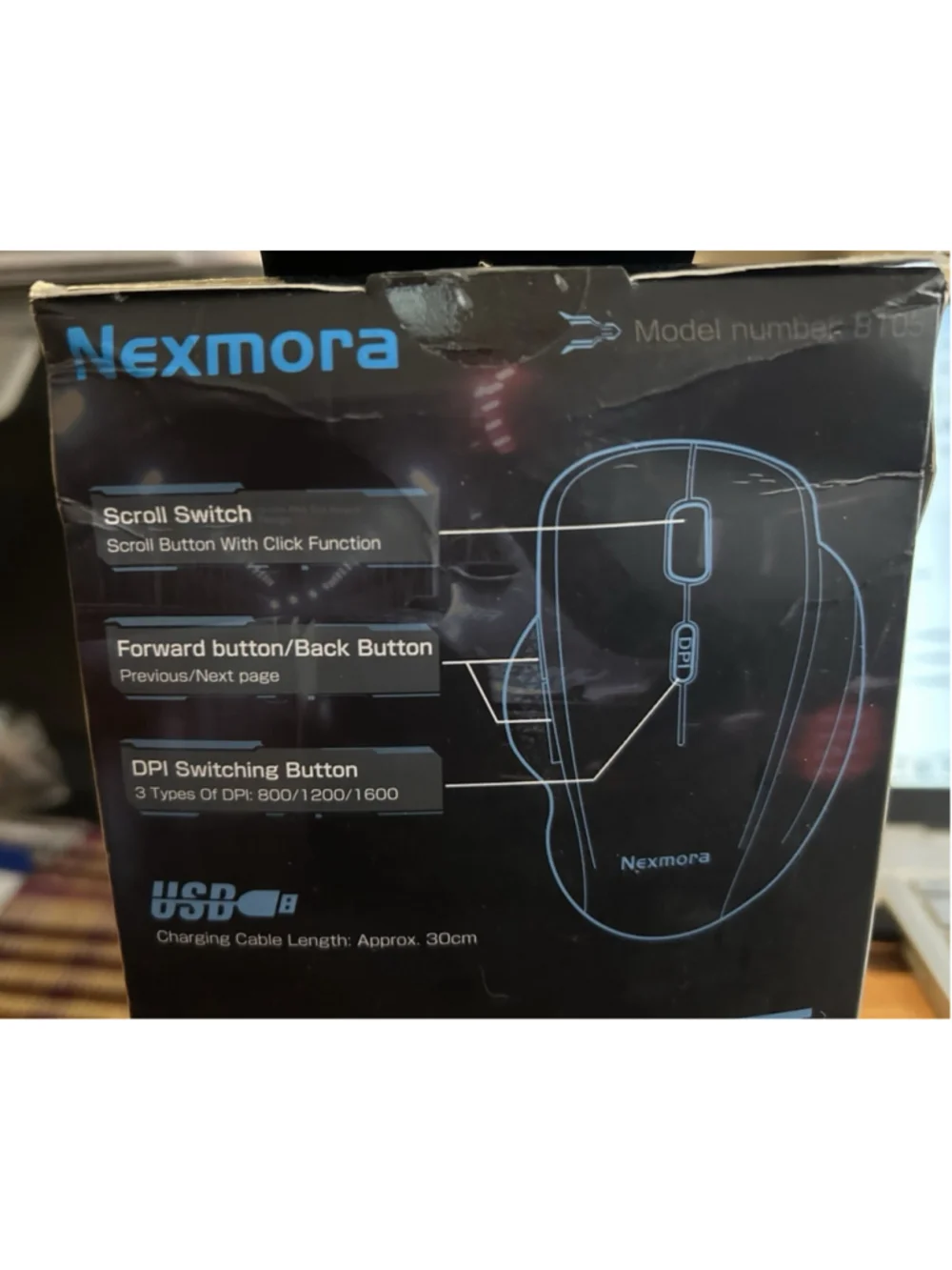 Nexmora 2.4G Bluetooth Wireless Mouse Model B105 Silent Clicking White New